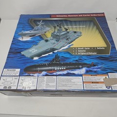 Toy Aircraft Carrier Submarine Battleship Destroyer Combo and 8 Mini Fighter Jet