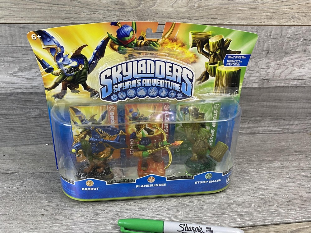 Skylanders Spyro’s Adventure Drobot Flameslinger Stump Smash Figures New Sealed