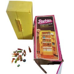 Vintage 1978 Barbie Dream Furniture Collection Refrigerator Freezer box extras