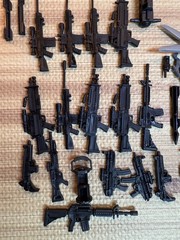 Lot Of 60 Figure S Accessories Guns Weapons Black Sizes Varies Small Pieces