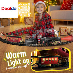 Train Set – Alloy Train Toys for Boys W/Glowing Carriage,Toy Train W/Smokes, Lig