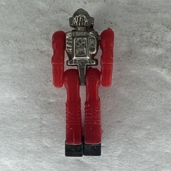 Vintage 1980s Diaclone 1″ Red Driver Silver Chrome Chest Mini Figure Takara