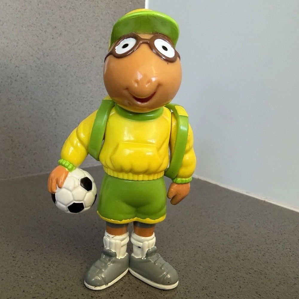 Vintage 1997 Arthur Poseable Figure Soccer Ball Backpack Marc Brown 4”
