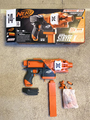 Nerf Pro Stryfe X Dart Blaster: Battery, 30 HL Darts, Magazine, Glass & Charger.