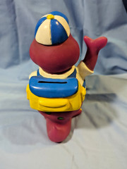 Vtg 1992 Lyons Group Barney Purple Dinosaur Coin Piggy Bank Back to School 7″