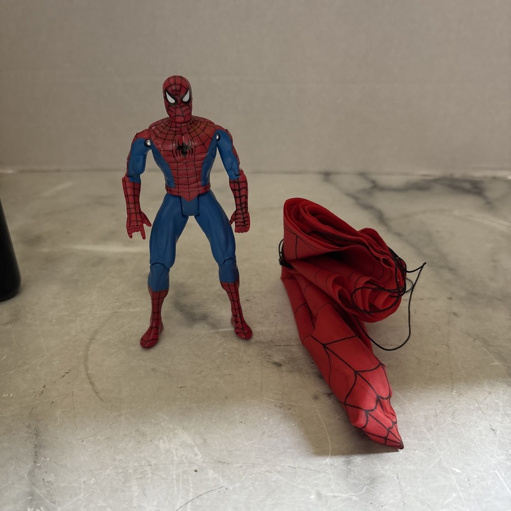 Spiderman The Animated Series Web Parachute Action Figure Toy Biz 1994 5″
