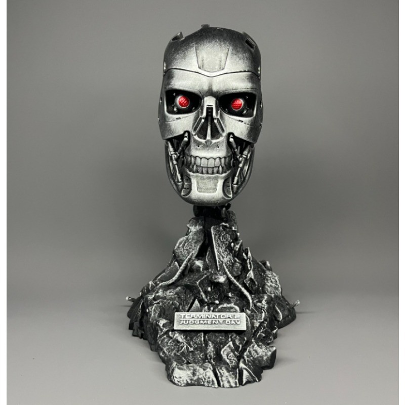 7 Inch Handmade Custom ‌Terminator Silvery T-800 Skull Head No Box