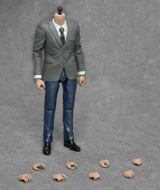 Parts Lot 1:12 Scale Men’s Gray Suit, Blue Pants Action Figure Body Hands Shape