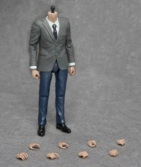 Parts Lot 1:12 Scale Men’s Gray Suit, Blue Pants Action Figure Body Hands Shape