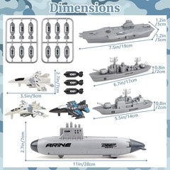 Aircraft Carrier Toy Military Submarine Naval Ship Play Set with Planes Army …