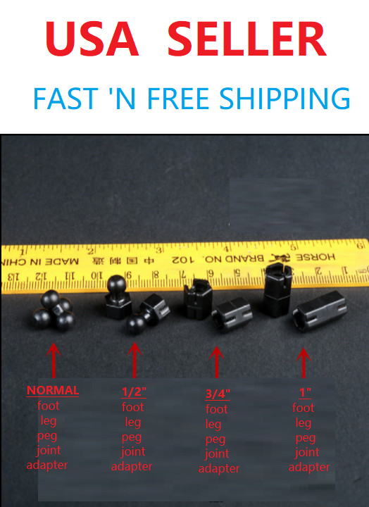 1/2 Normal ‘n Extra Long Foot Leg Peg Joint Adapter Set For 12″ Hot Toys Phicen