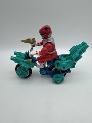Power Rangers Figure Red On Green Bike Wind up and Roll Works United Kingdom