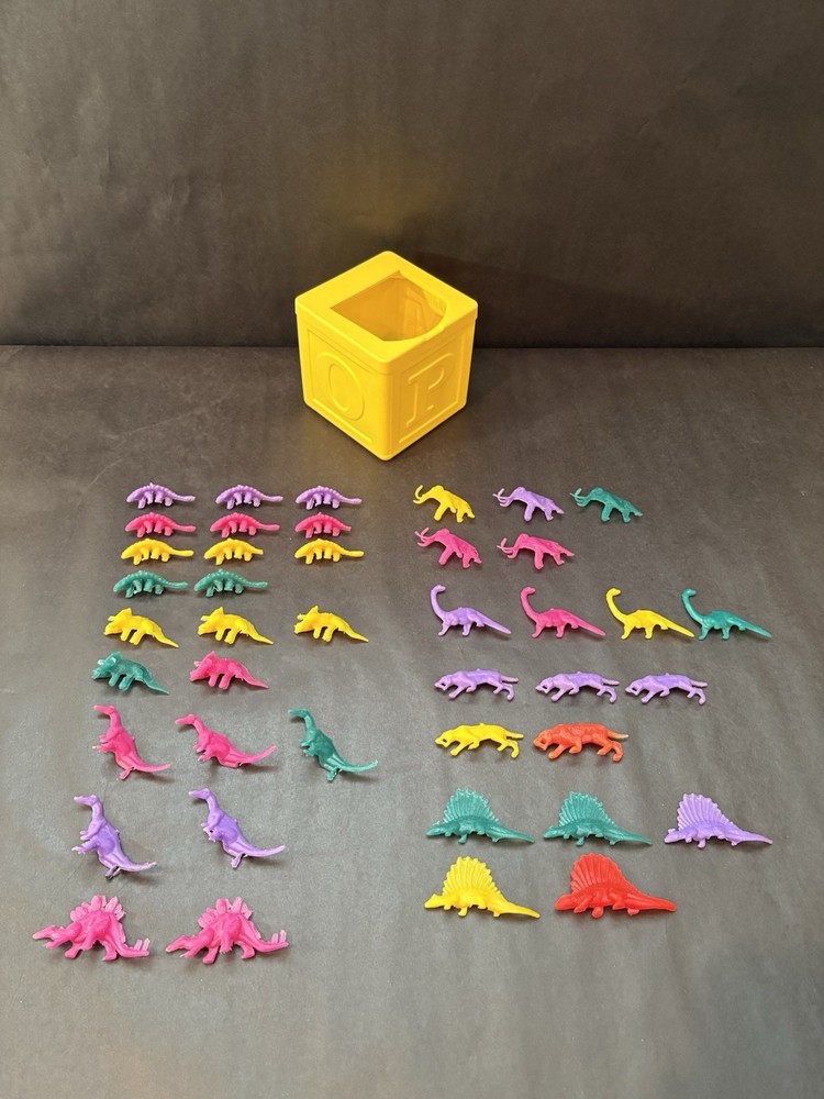 VTG Lot Of 42 Multi Color Dinosaurs With Box