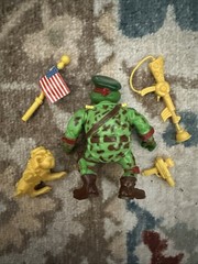 Vintage TMNT Ninja Turtles Figure Raph The Green Beret 1991 COMPLETE