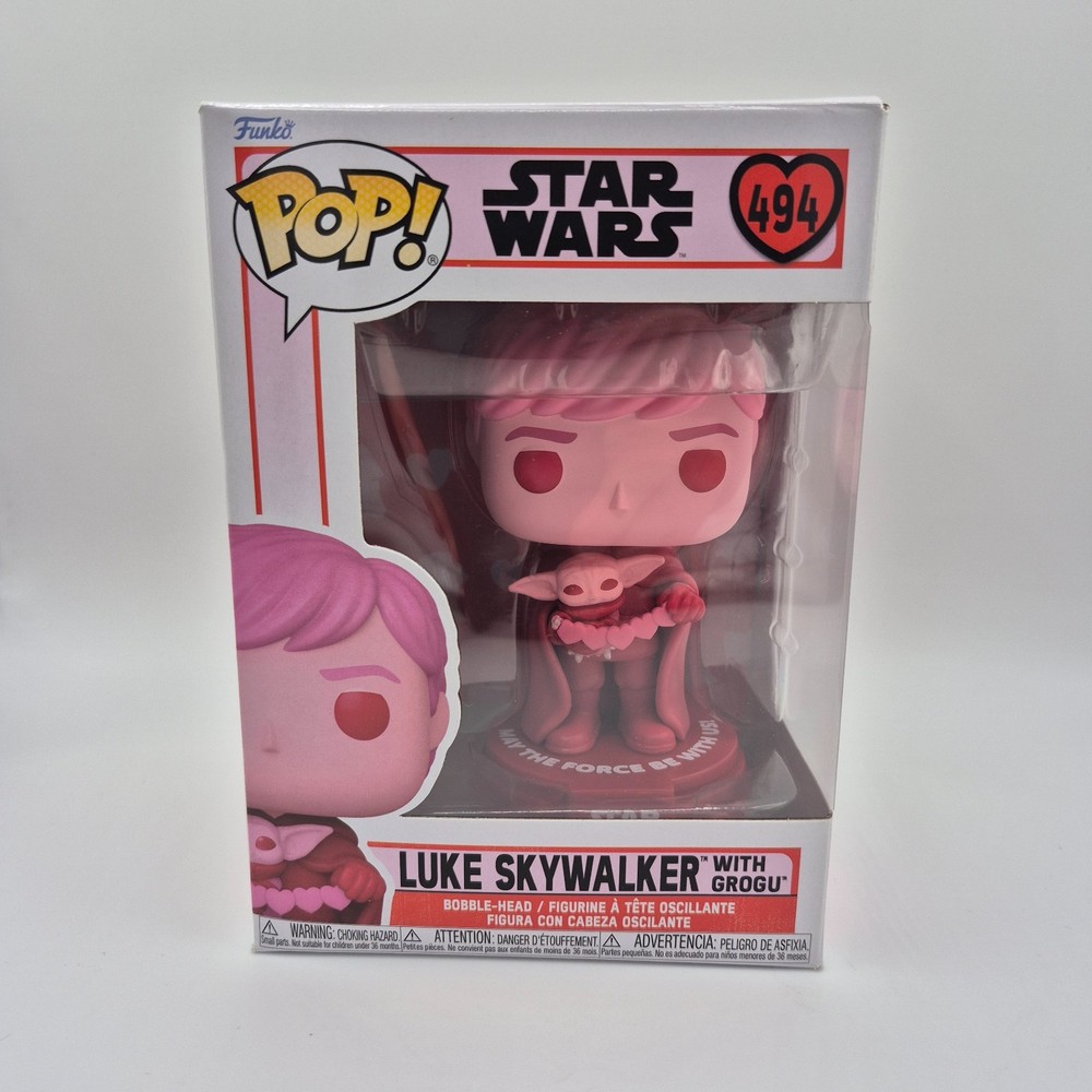 Funko POP Star Wars Valentine’s Day Luke Skywalker 494 with Grogu Pop Protector