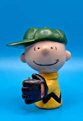 Vintage Charlie Brown Baseball Glove Green Hat 1950 Peanuts Figure