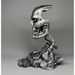 7 Inch Handmade Custom ‌Terminator Silvery T-800 Skull Head No Box