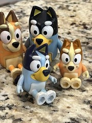 Bluey Family Figure 4-Pack, with Mum Dad Bingo Bluey, Ages 3+, Toddler Toys Kids
