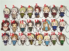 APH Hetalia Axis Powers Keychain KeyRing Phone Charm Japan Anime Rubber Strap