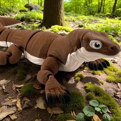 Komodo Dragon Figurine, Articulated 3D Printed Flexi Reptile, Brown & White