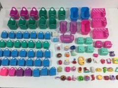 Shopkins Lot of 100 Pieces Moose Children Toy Figures Bags Baskets Crates