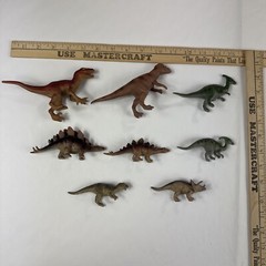 Dinosaur Plastic Toy Lot of 8 Triceratops Raptor Stegosaurus Cake Topper Figures