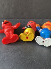 Sesame Street Henson Elmo W/Crayon Elmo W/Binoculars Mechanic Ernie Figures 2”