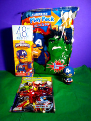 AVENGERS PLUSH STUFFED ACTION FIGURE 2 FT SUPRISE PLAY PACK & 48 PC PUZZLE LOT 5
