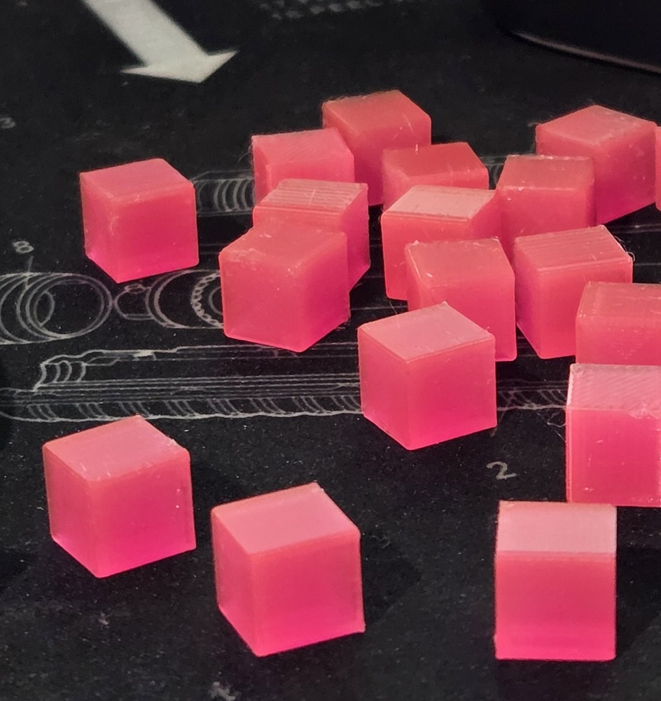Transformers G1 Energon Cubes 12 Pack of 10mm Sized 3D Printed Translucent Pink2