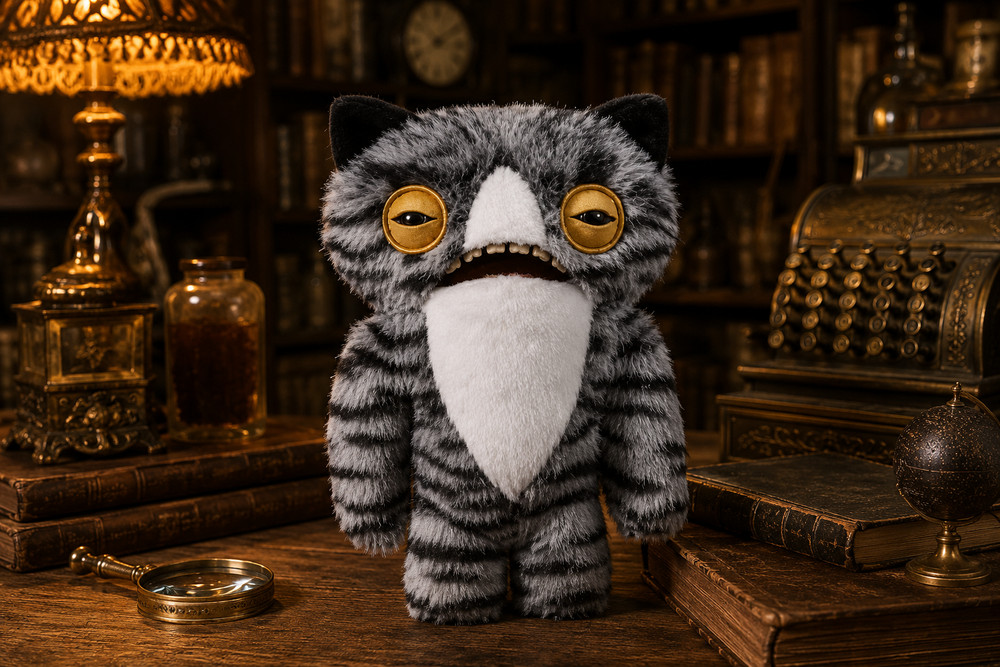 ZURU Fuggler Alley Cats Wide Eyed Cat Gray Tabby 9″ Plush Funny Ugly Monster NIB