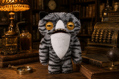 ZURU Fuggler Alley Cats Wide Eyed Cat Gray Tabby 9″ Plush Funny Ugly Monster NIB