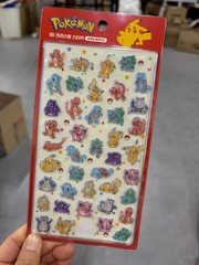 Pokemon 3D Crystal Sticker Bon Bon Sticker 4ea SET Korea