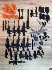 Lot Of 60 Figure S Accessories Guns Weapons Black Sizes Varies Small Pieces