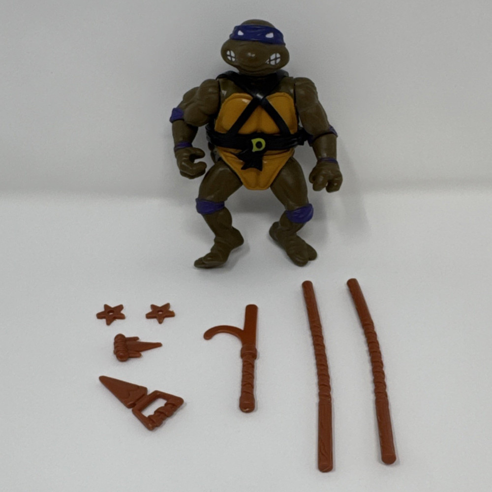 Vintage 1988 TMNT Donatello Playmates Figure Complete Weapons 7 Accessories