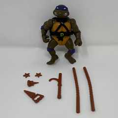 Vintage 1988 TMNT Donatello Playmates Figure Complete Weapons 7 Accessories