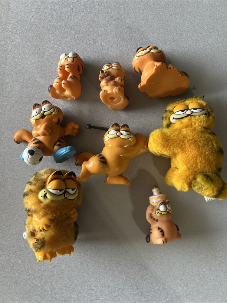 Vintage Garfield Figure Lot PVC Wind Up 80s