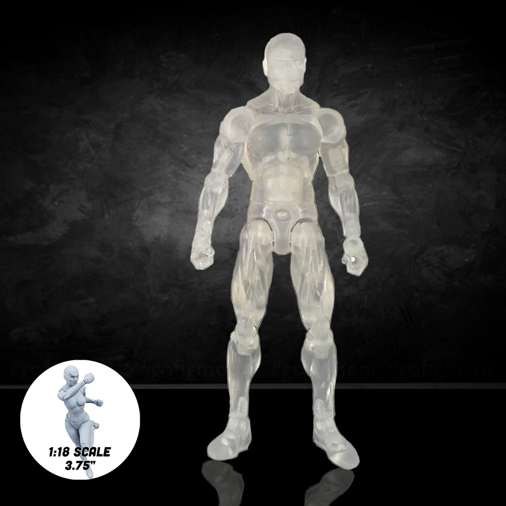 Crystal Clear Male Body Vitruvian H.A.C.K.S. Action Figure Blank 1:18 Scale