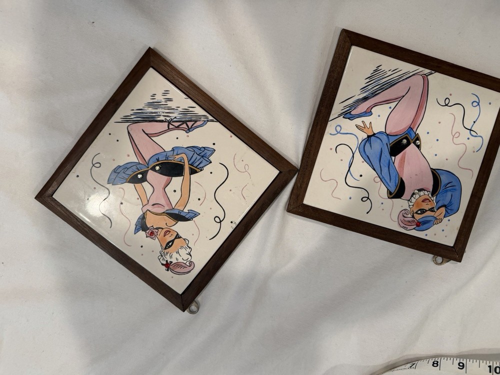 Vintage 1950s MCM Harlequin Ballet Dancer Art Tiles Lewis’s