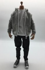 1/6 scale Man Zip Hoodie grey for 12″ figure hot toys Phicen worldbox ❶USA❶