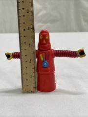 Vintage Unknown Red Hard PVC (Vinyl?) Robot Action Figure Posable Arms Retro