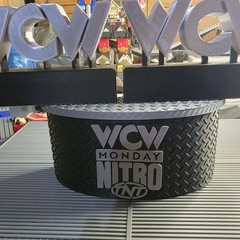 WWE Mattel Small WCW Announcer Table & Small Stage Logos Accessory Lot