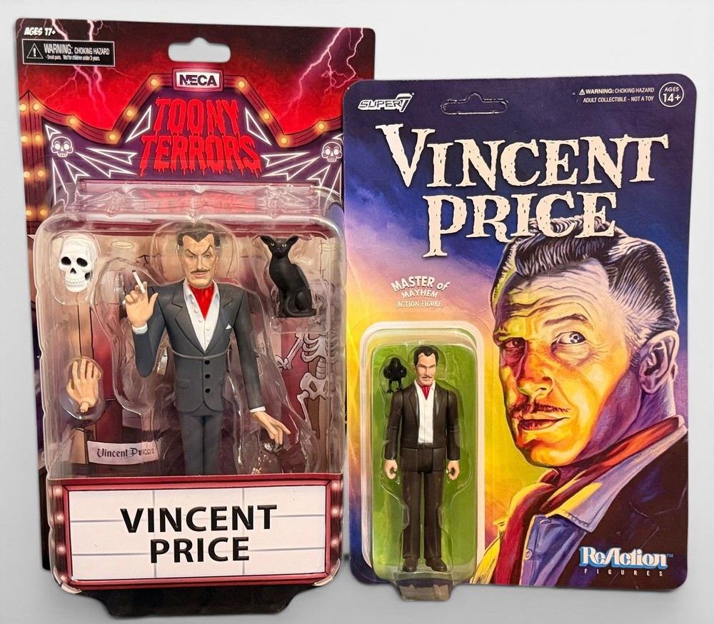 Set of Two Vincent Price Actions Figures ~ NECA Toony Terrors & Super7 Mayhem