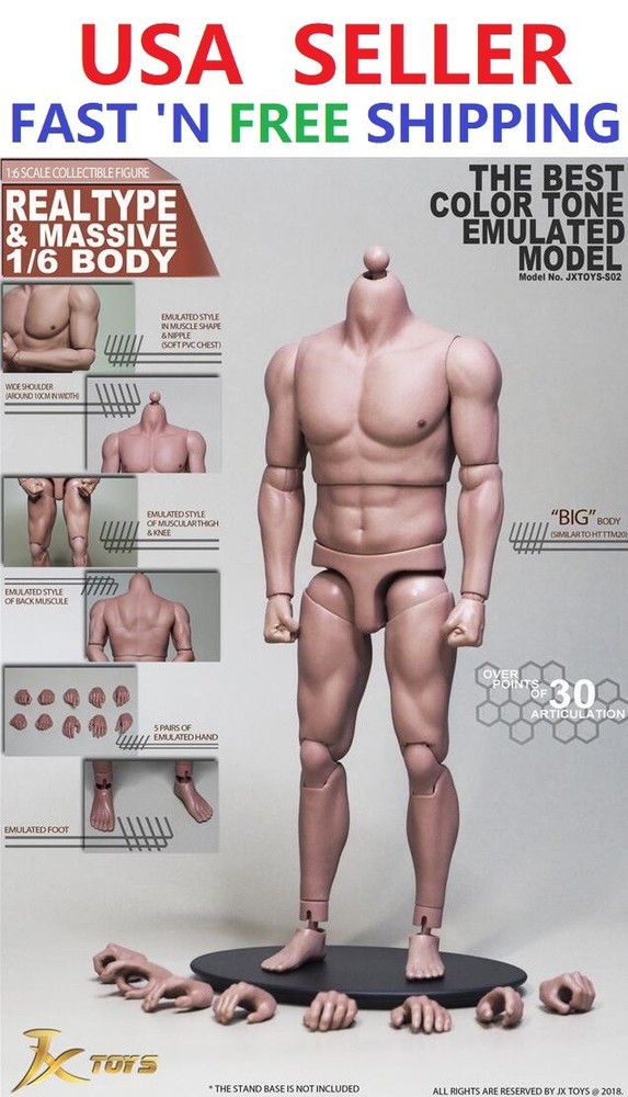 1/6 Scale Emulated Male Strong Muscular Body JXToys S02 12″ Figure ❶USA❶