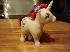 Vintage Hasbro 1983 My Little Pony Moondancer Unicorn Pink And White With Stars