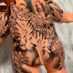 Rare Tattoo Kewpie Doll 30cm Sofubi Figure Traditional Japanese Tiger Design JP