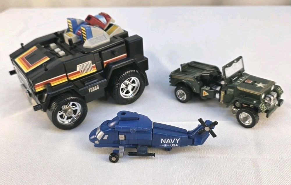 Vintage Lot Of 3 Transformer Vehicles 1980’s Bandai, G1 Autobots Jeep, Yonezawa