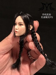 YMTOYS 1/6 Asian Beauty Ying Black Braids Head Sculpt Fit 12”Female Pale Figure