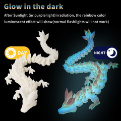 3Pcs 12In 3D Printed Crystal Dragon,3D Printed Flexible Articulated Dragon,Home