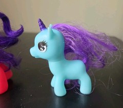 Lot Of 2 Large Plastic Play Horses Ponies Pink Blue Toy Figure Unbranded