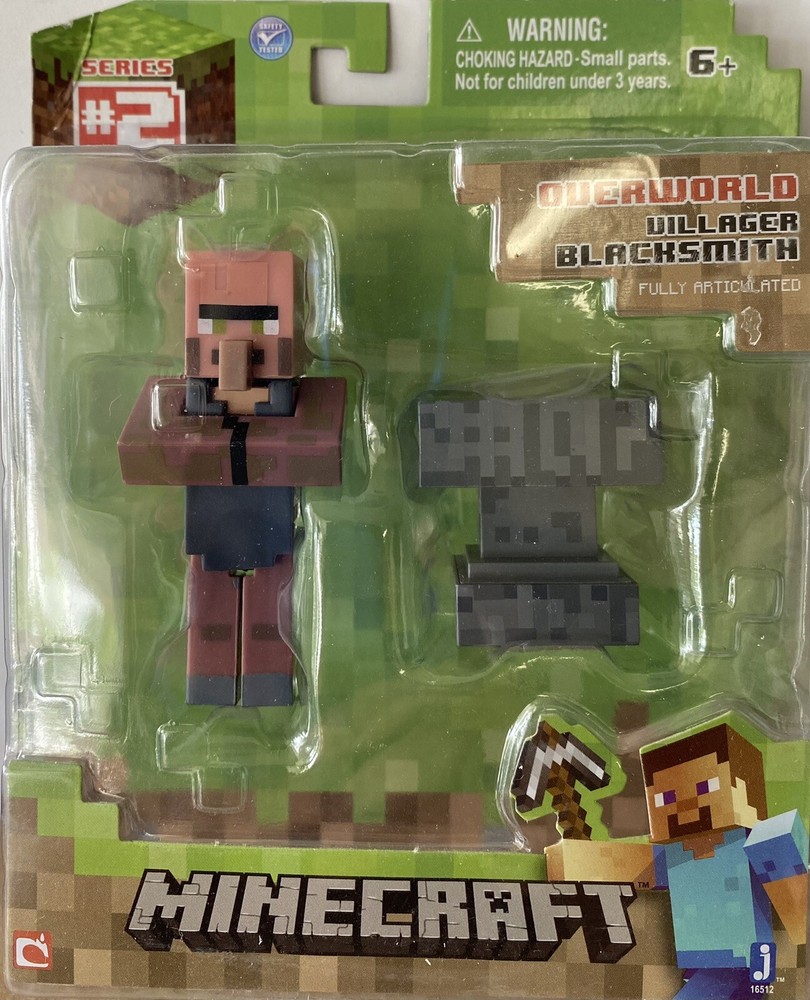 Minecraft Villager Blacksmith Figure 3″ Mojang Jazwares Overworld Series 2 Toy
